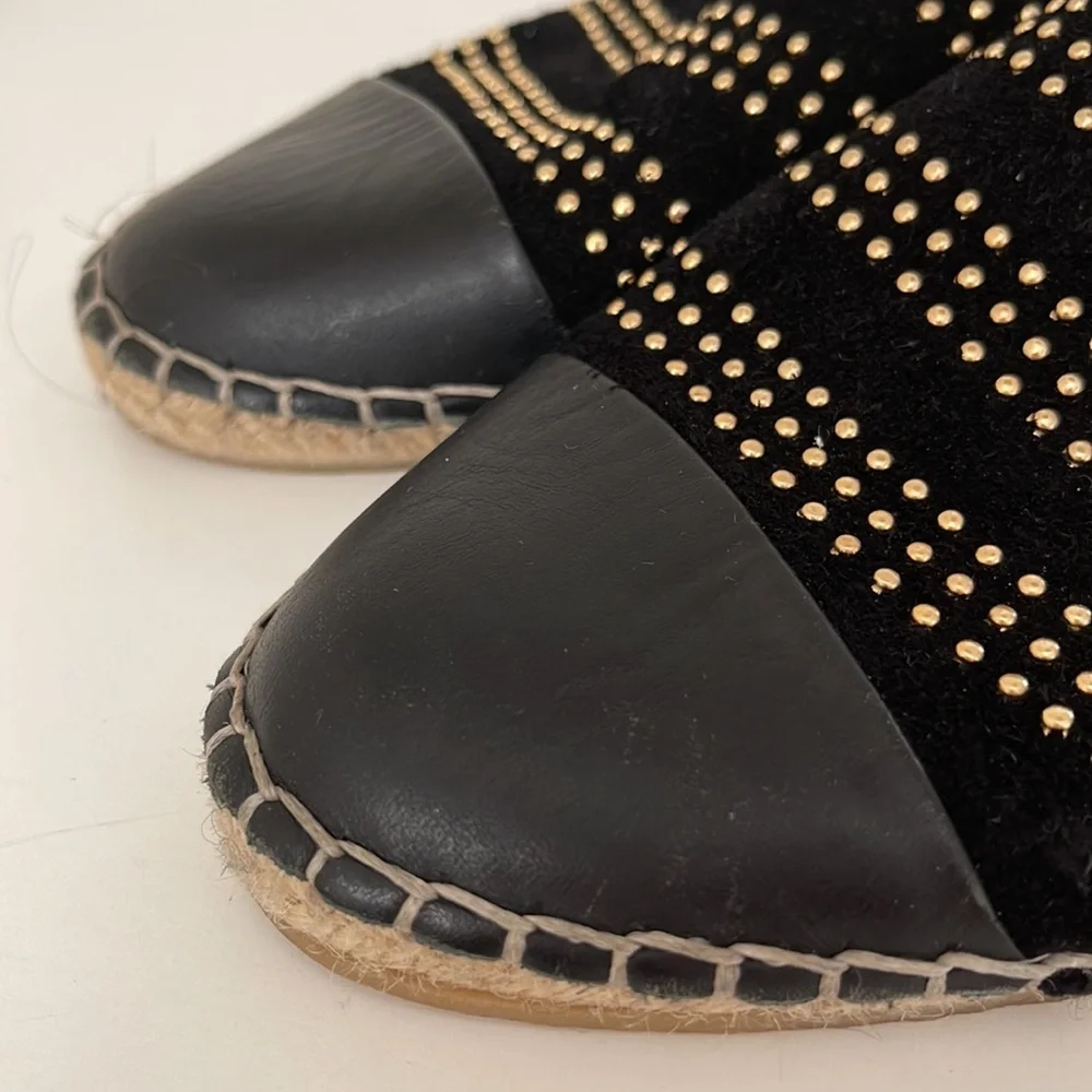 Loeffler Randall Mara Studded Suede Espadrille Flat | Black